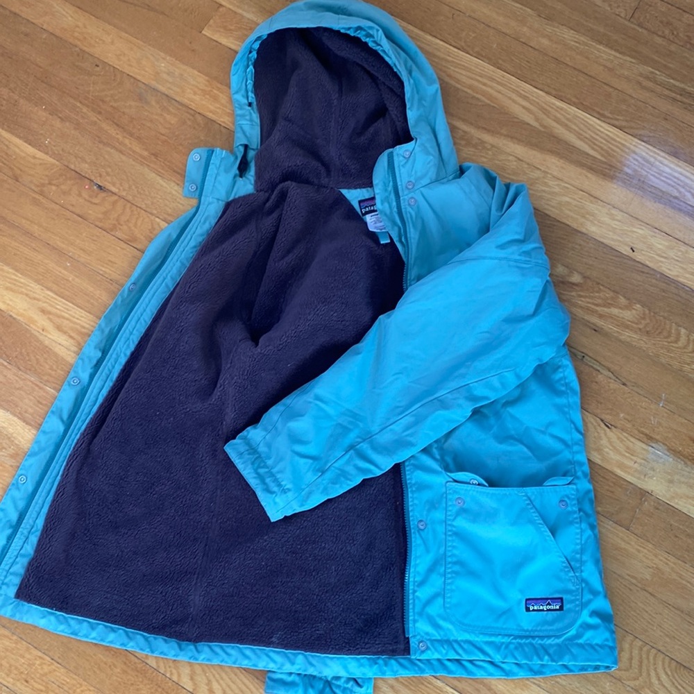 COPY - Vintage teal with purple interior patigonia jacket with hood